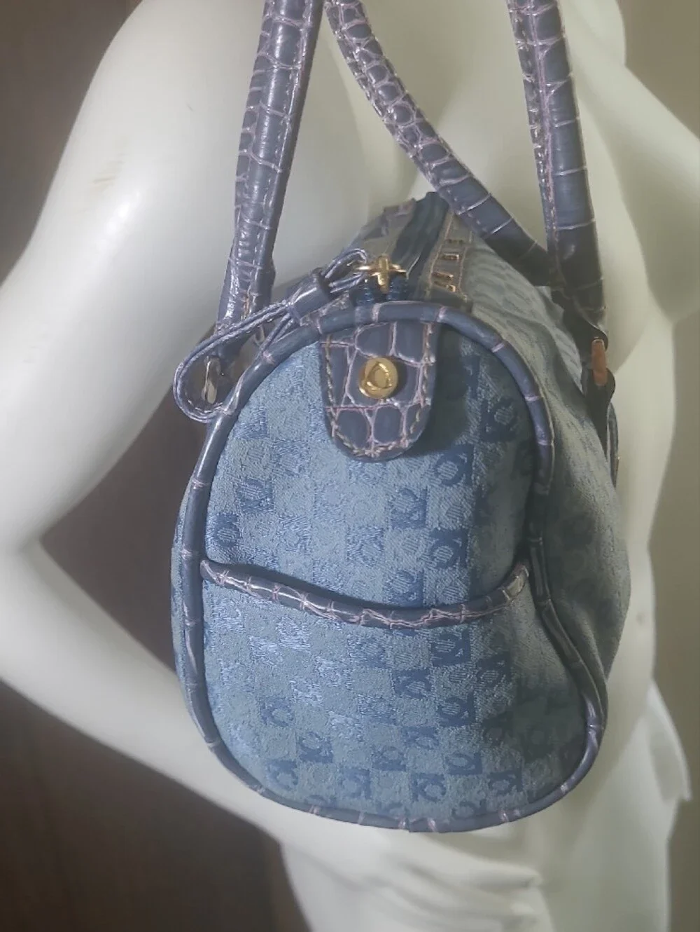 Liz Claiborne Vintage Blue Monogram Shoulder Bag